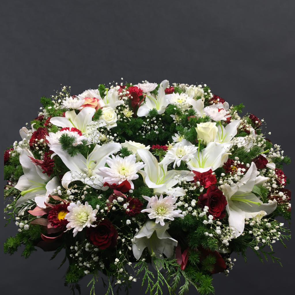 Wreath WIth Oriental Lilies and Chrysanthemum