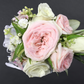 Corsage With Pink & White Premium Mini Roses + Gypsophila + Greenery